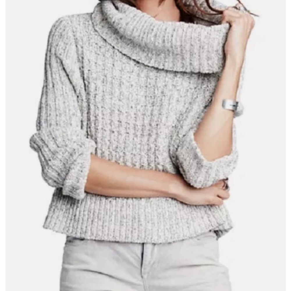 Free People Gray Cowl Neck Sweater